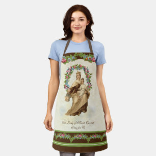 Catholic Blessed Virgin Mary Mount Carmel Floral Apron