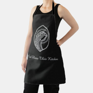 Catholic Blessed Virgin Mary White Lace on Black Apron