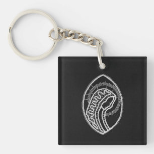 Catholic Blessed Virgin Mary White Lace on Black Key Ring