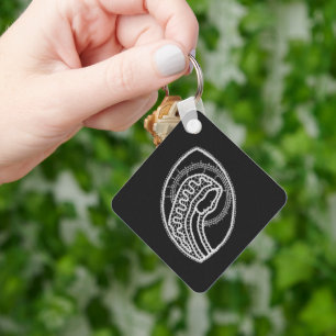 Catholic Blessed Virgin Mary White Lace on Black Key Ring