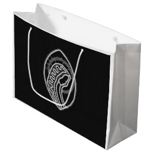 Catholic Blessed Virgin Mary White Lace on Black Large Gift Bag