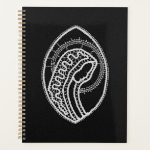 Catholic Blessed Virgin Mary White Lace on Black Planner