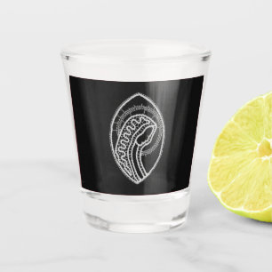 Catholic Blessed Virgin Mary White Lace on Black Shot Glass