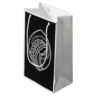 Catholic Blessed Virgin Mary White Lace on Black Small Gift Bag