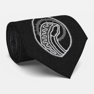 Catholic Blessed Virgin Mary White Lace on Black Tie