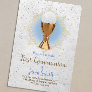catholic boy first communion chalice host invitation