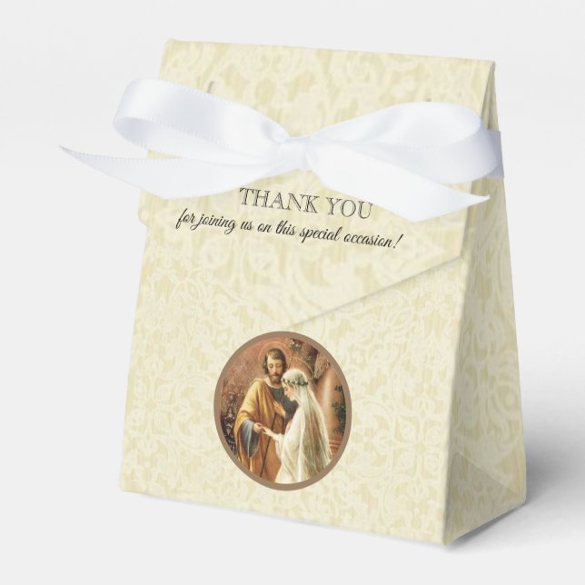 Catholic Bride & Groom Mary St. Joseph Marriage Favour Box (Front Side)