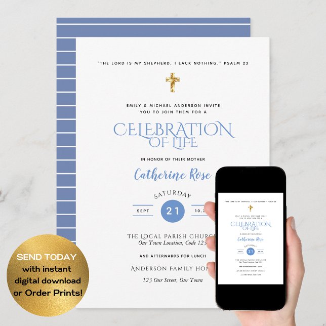 Catholic  Celebration of Life Memorial Funeral Invitation (Creator Uploaded)