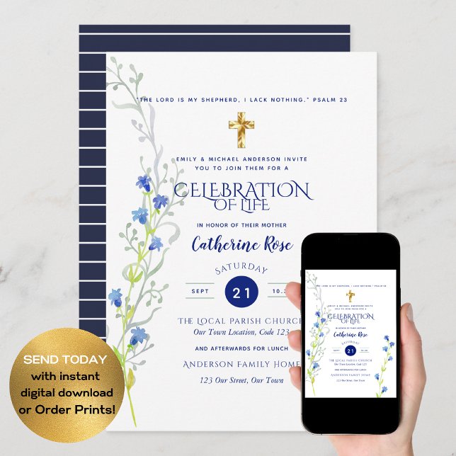 Catholic  Celebration of Life Memorial Funeral Invitation (Creator Uploaded)