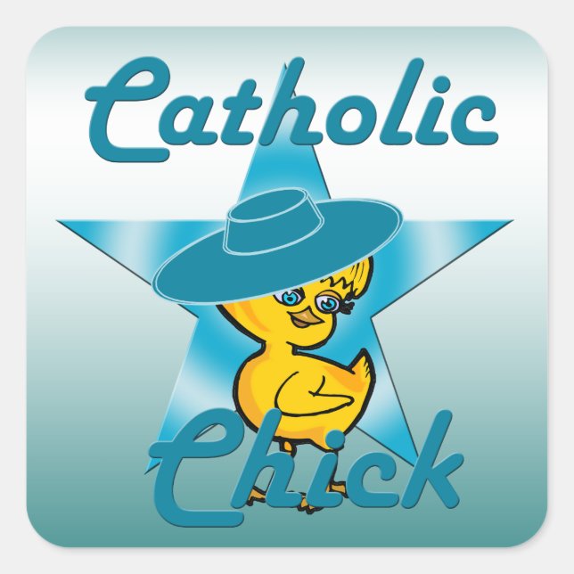 Catholic Chick #7 Square Sticker (Front)