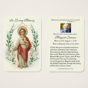 Catholic Child Jesus Funeral Prayer Memorial Card