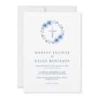 Catholic Christian Dusty Blue Floral Cross Wedding