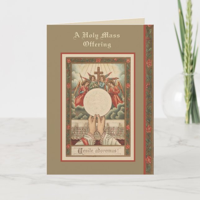 Catholic Christmas Holy Mass Offering Holiday Card (Front)
