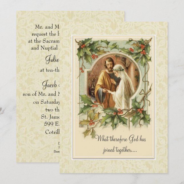 Catholic Christmas Traditional  Wedding Invitation (Front/Back)
