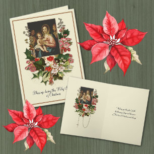 Catholic Christmas Virgin Mary Jesus Floral Card