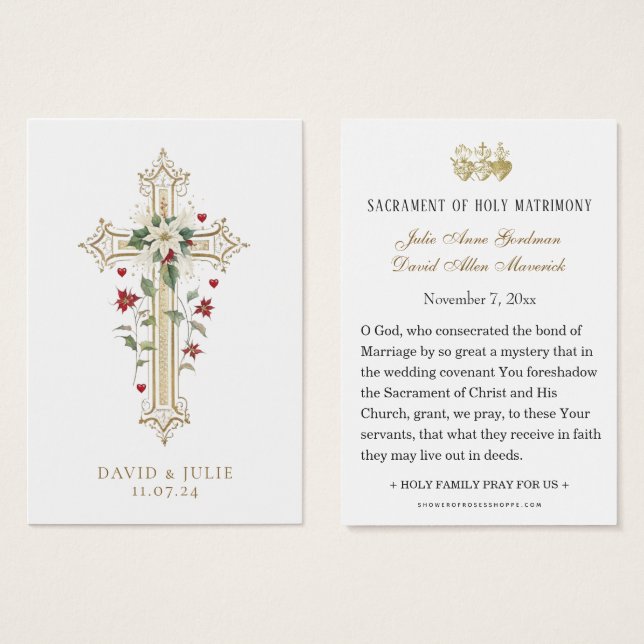 Catholic Christmas Wedding Prayer Holy Card  (Front & Back)