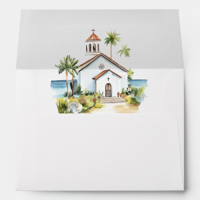 Catholic Church Tropical Wedding Envelope (Back (Bottom))