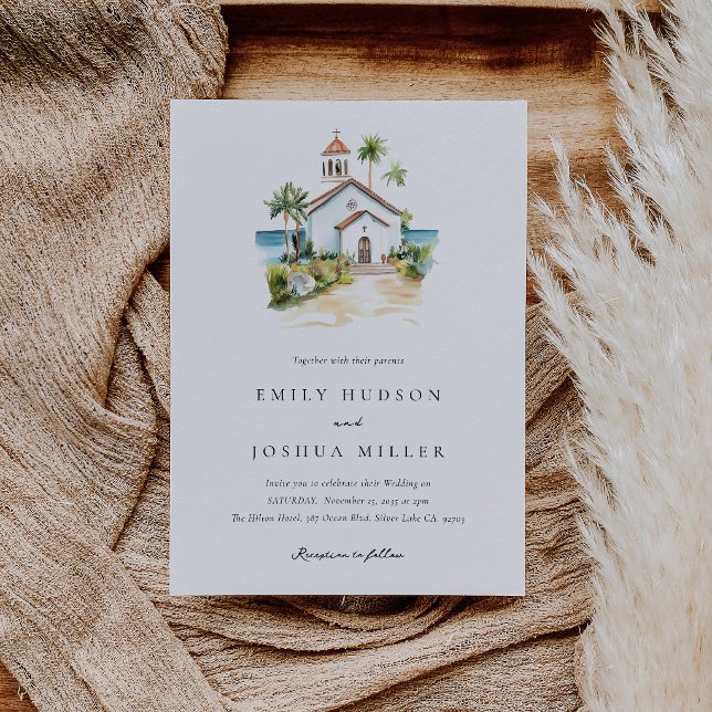 Catholic Church Tropical Wedding Invitation (Creator Uploaded)