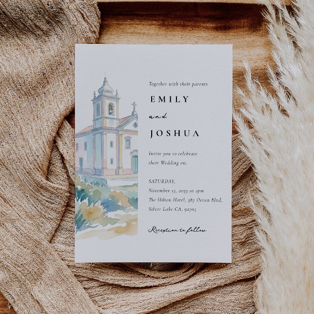 Catholic Church Watercolor Wedding Invitation (Creator Uploaded)