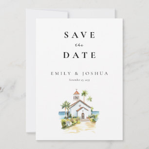 Catholic Church Watercolor Wedding Save The Date