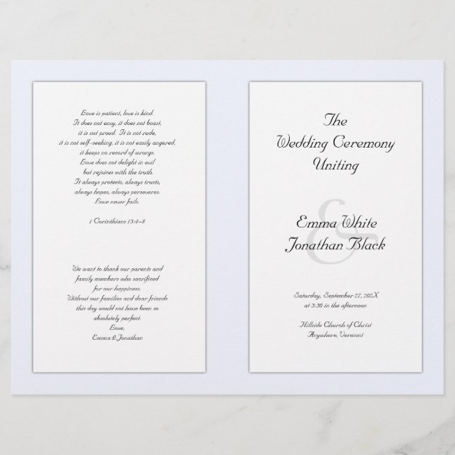 Catholic Church Wedding Ceremony Program Template (Front)