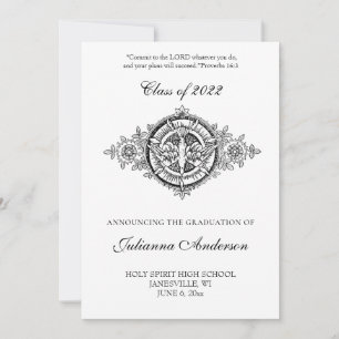 Catholic Classic Elegant Holy Spirit Graduation  I Invitation