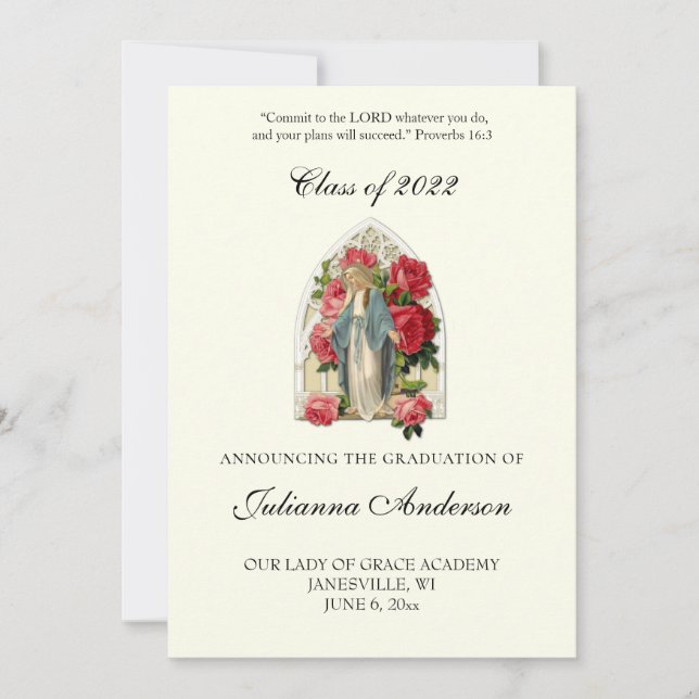 Catholic Classic Elegant Religious Graduation   In Invitation (Front)