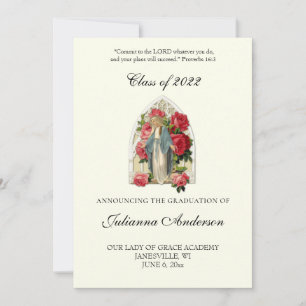 Catholic Classic Elegant Religious Graduation   In Invitation