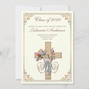 Catholic Classic Elegant Religious Graduation  Inv Invitation