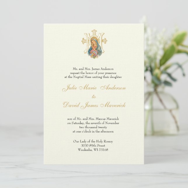 Catholic Classic Elegant Religious Wedding Invitation (Standing Front)