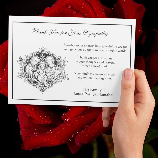  Catholic Condolence Holy Family Funeral  Thank You Card (Creator Uploaded)