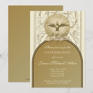 Catholic Confirmation Gold Holy Spirit  Invitation
