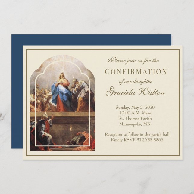 Catholic Confirmation Holy Spirit Scripture Invita Invitation (Front/Back)