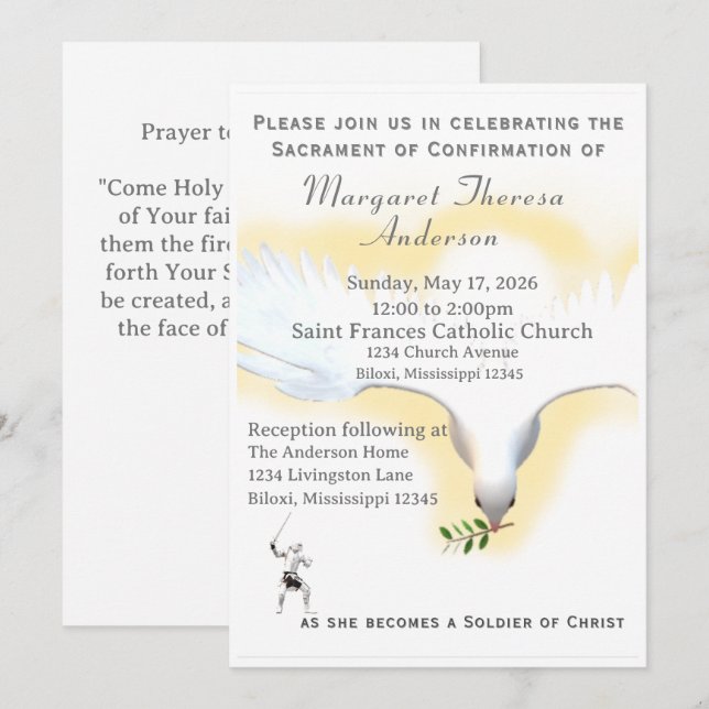 Catholic Confirmation invitation  (Front/Back)