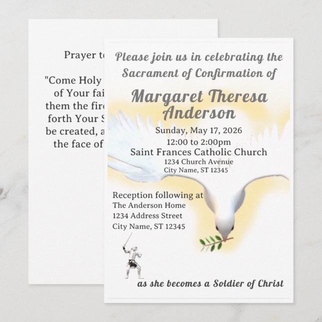Catholic Confirmation invitation  (Front/Back)