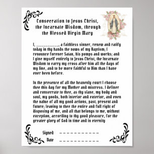 Catholic Consecration Prayer to Jesus Virgin Mary Poster