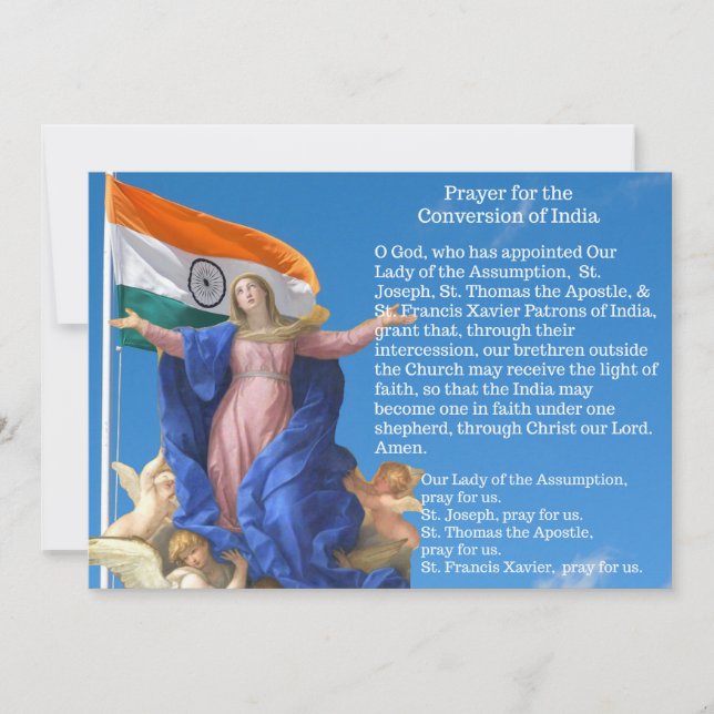 Catholic Conversion India Prayer Holy Card (Front)
