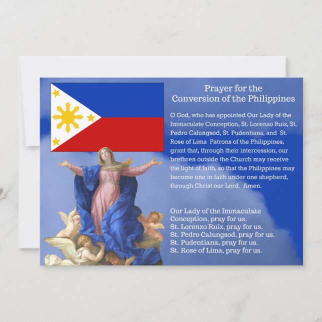 Catholic Conversion Philippines Prayer Holy Card (Front)