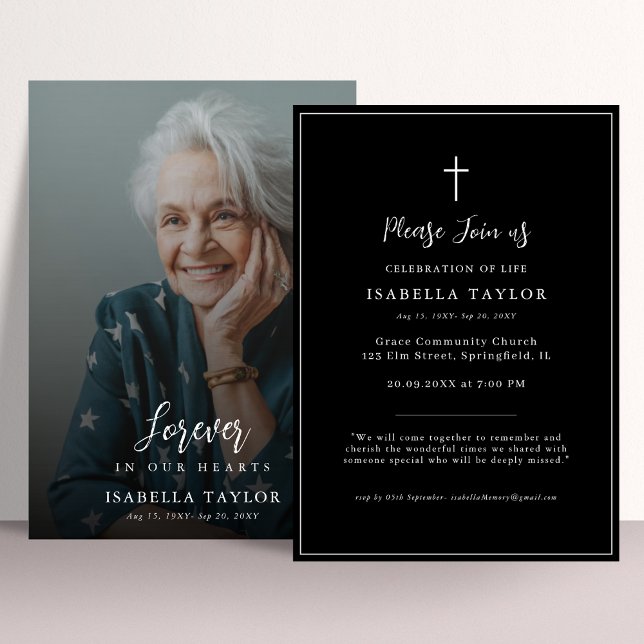 Catholic Cross Funeral | Religious Memorial Photo Invitation (Creator Uploaded)