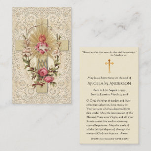 Catholic Cross Roses Virgin Mary Lace Business Card