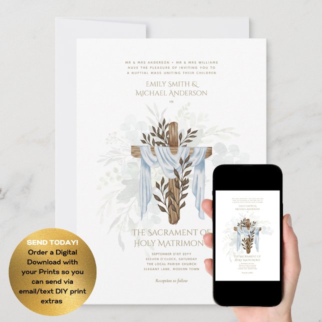 Catholic Cross Traditionally Worded Wedding Invitation (Creator Uploaded)