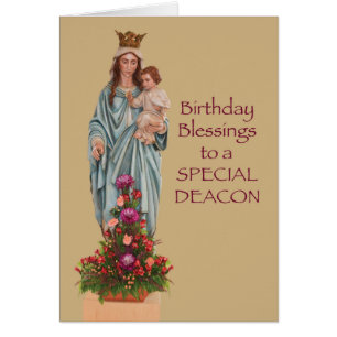 Catholic Deacon Birthday with Mary and Jesus
