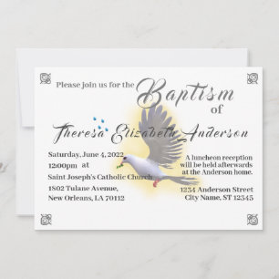 Catholic Dove and Water Baptism  Invitation