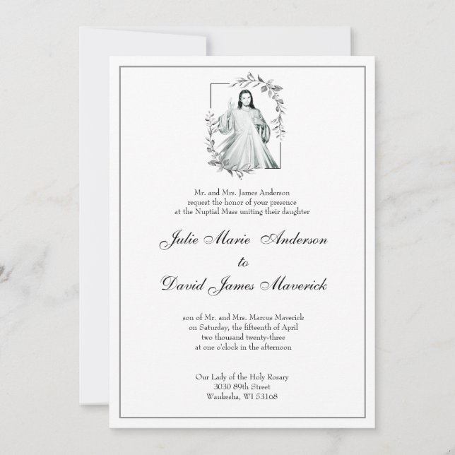 Catholic Elegant Divine Mercy  Wedding Invitation (Front)