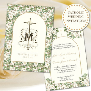 Catholic Elegant Floral Religious Wedding Invitation