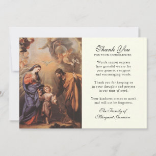 Catholic Elegant Holy Family Condolence Thank You