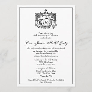 Catholic Elegant Priest Ordination Anniversary Inv Invitation