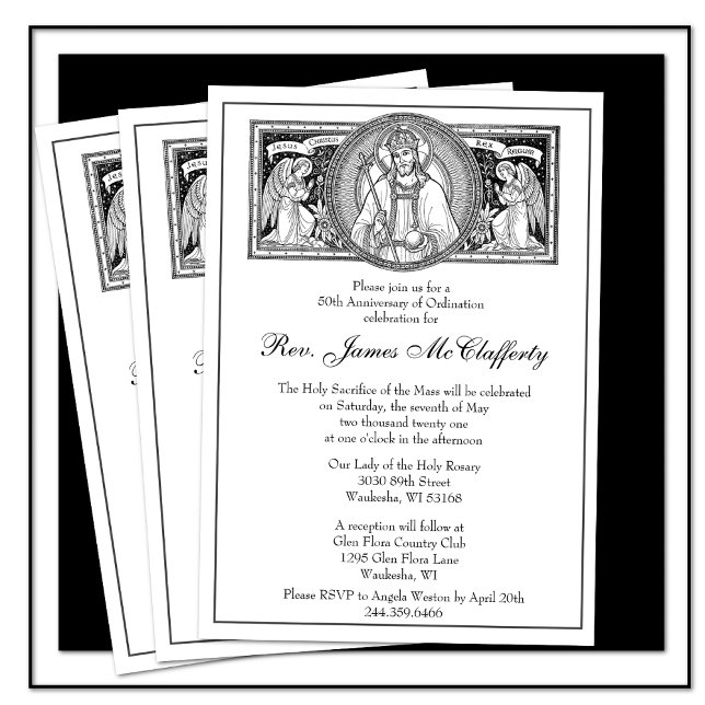 Catholic Elegant Priest Ordination Anniversary Inv Invitation (Creator Uploaded)