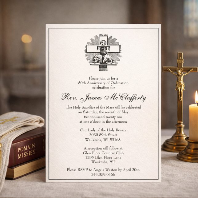 Catholic Elegant Priest Ordination Anniversary Invitation (Creator Uploaded)