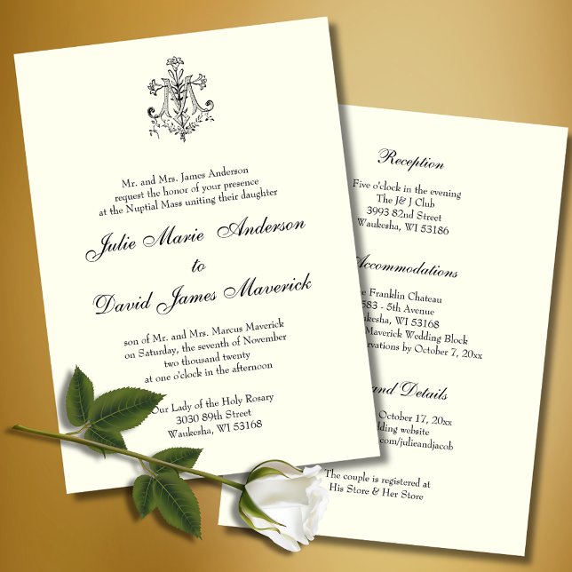Catholic Elegant Religious Wedding Combination  Invitation (Creator Uploaded)